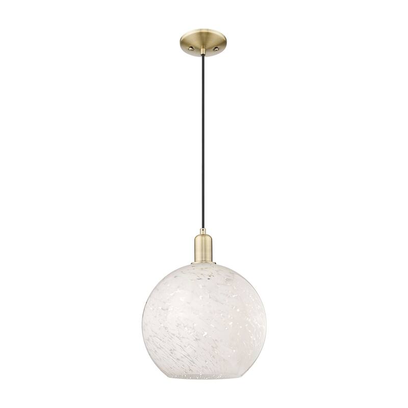 Innovations Lighting Endless Possibilities Arcadia - White Mouchette - 1 Light 12" Cord Hung Mini Pendant - Antique Brass