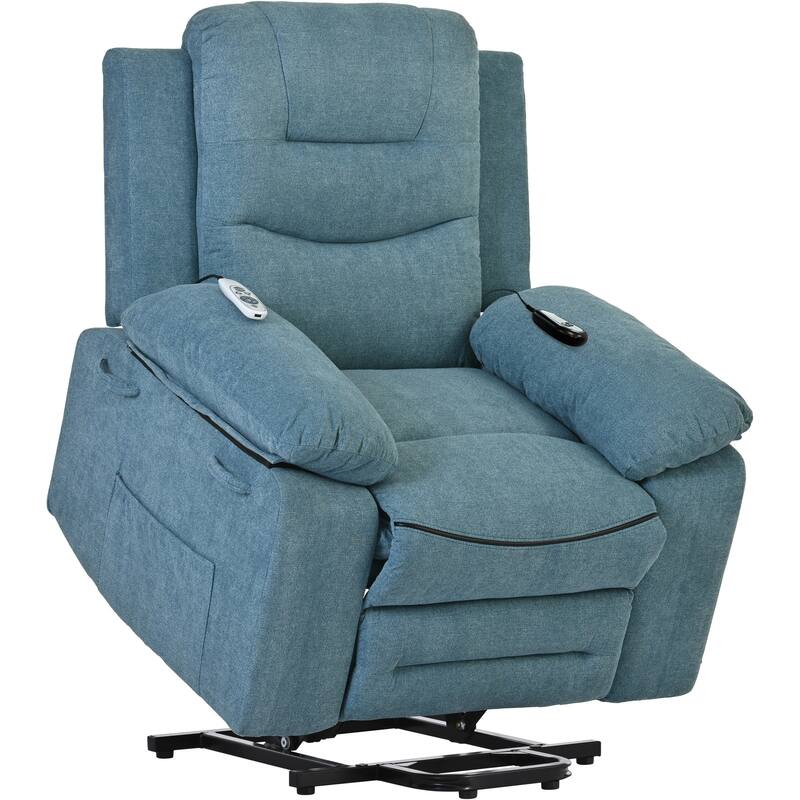 Standard Linen Power Lift Recliner Chair with Massage & Side Pocket