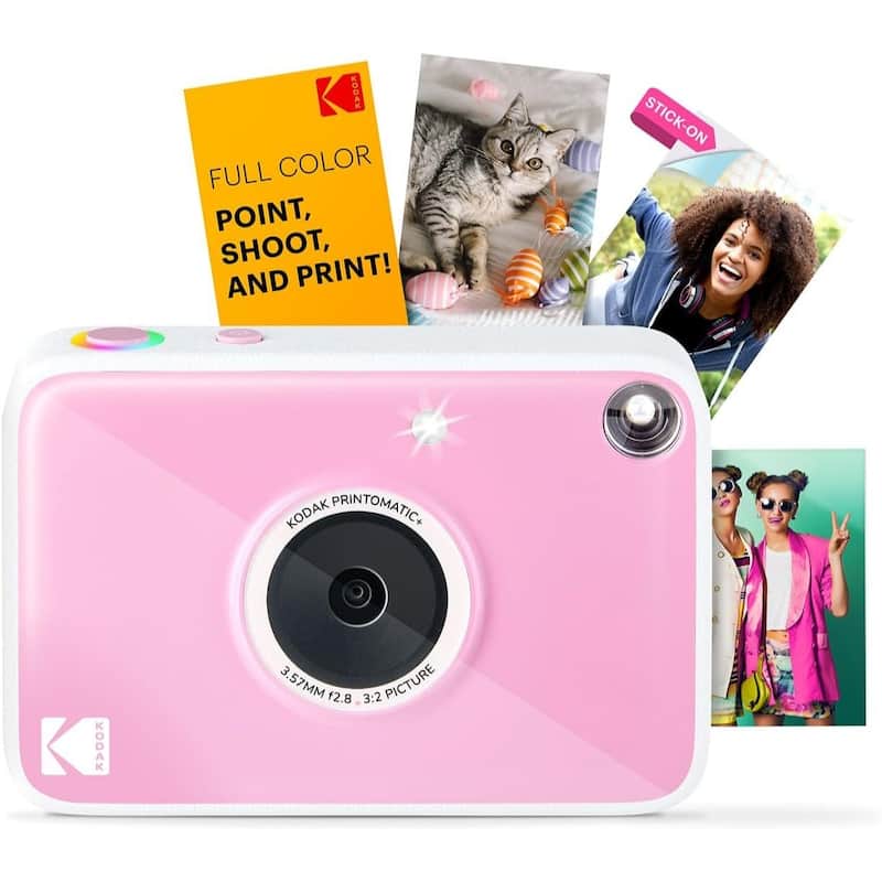 KODAK Printomatic Instant Print Camera 10MP, RGB LED, Zink Photo Prints - Pink