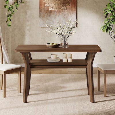 Small Farmhouse Dining Table with Solid Wood Legs