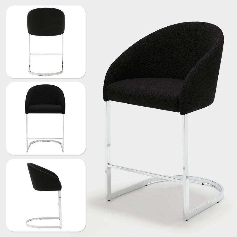 26" Fabric Upholstered Counter Height Bar Stools with Arms - 37" H x 22.4" W x 22" D