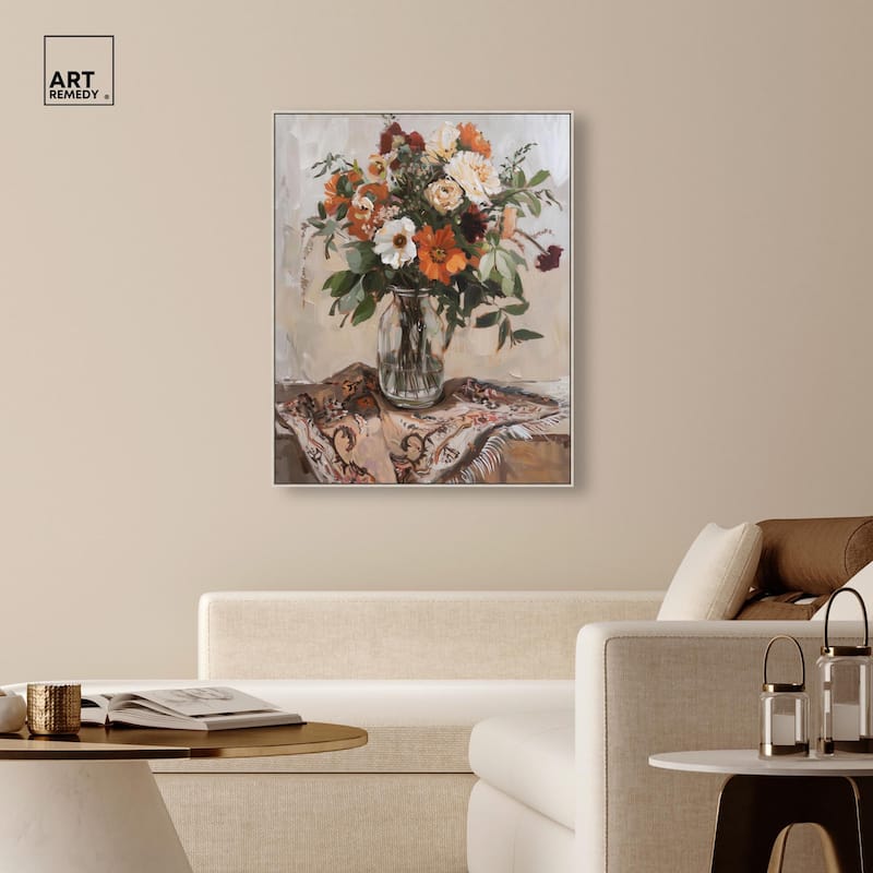 Delicate Glass Vase and Flowers Canvas by Art Remedy