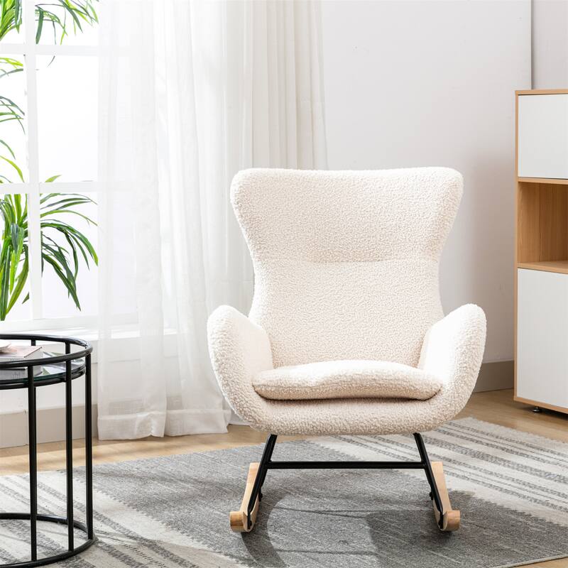 Rocking Chair With High Backrest And Armrests