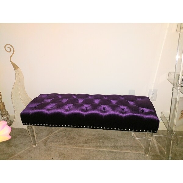 Top Product Reviews For Simple Living Leona Velvet Tufted Bench With Acrylic Legs 10175817 Overstock