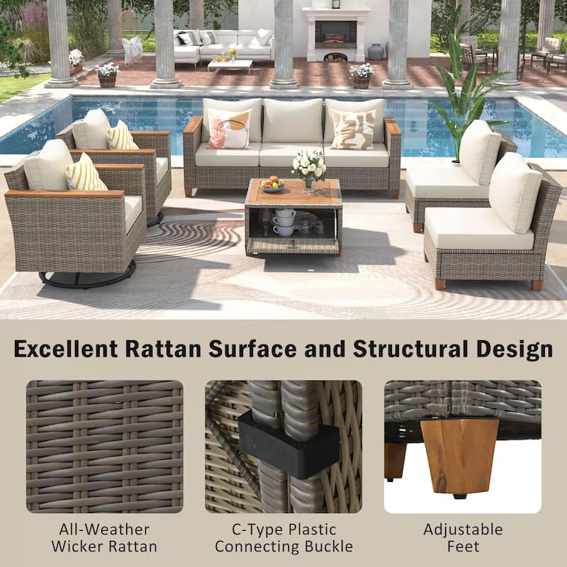 8-Piece Wicker Outdoor Patio Furniture Set