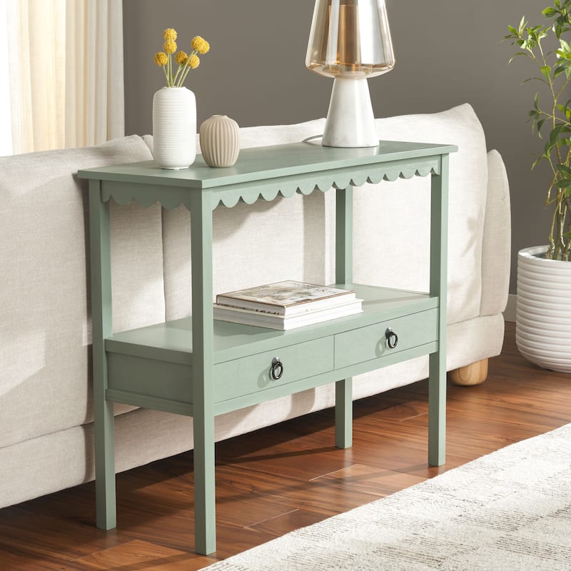 SAFAVIEH Haven Lower 2-Drawer Console Table - 35"W x 13"D x 30"H - Sage