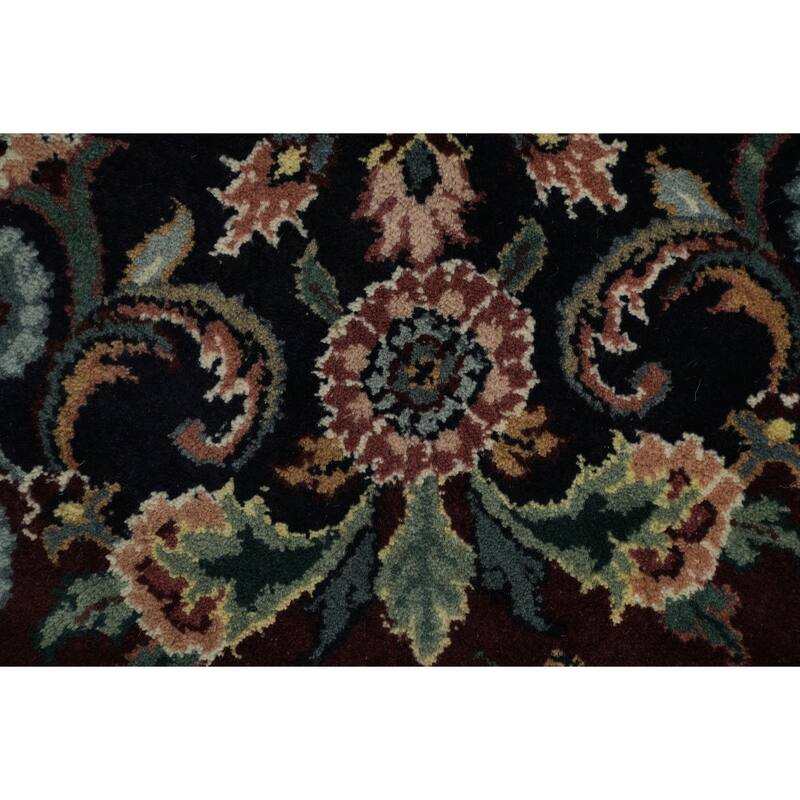 Hand Knotted Oriental 100% Wool Carpet Traditional Floral Red Kashan Area Rug - 9' 3'' X 5' 10''
