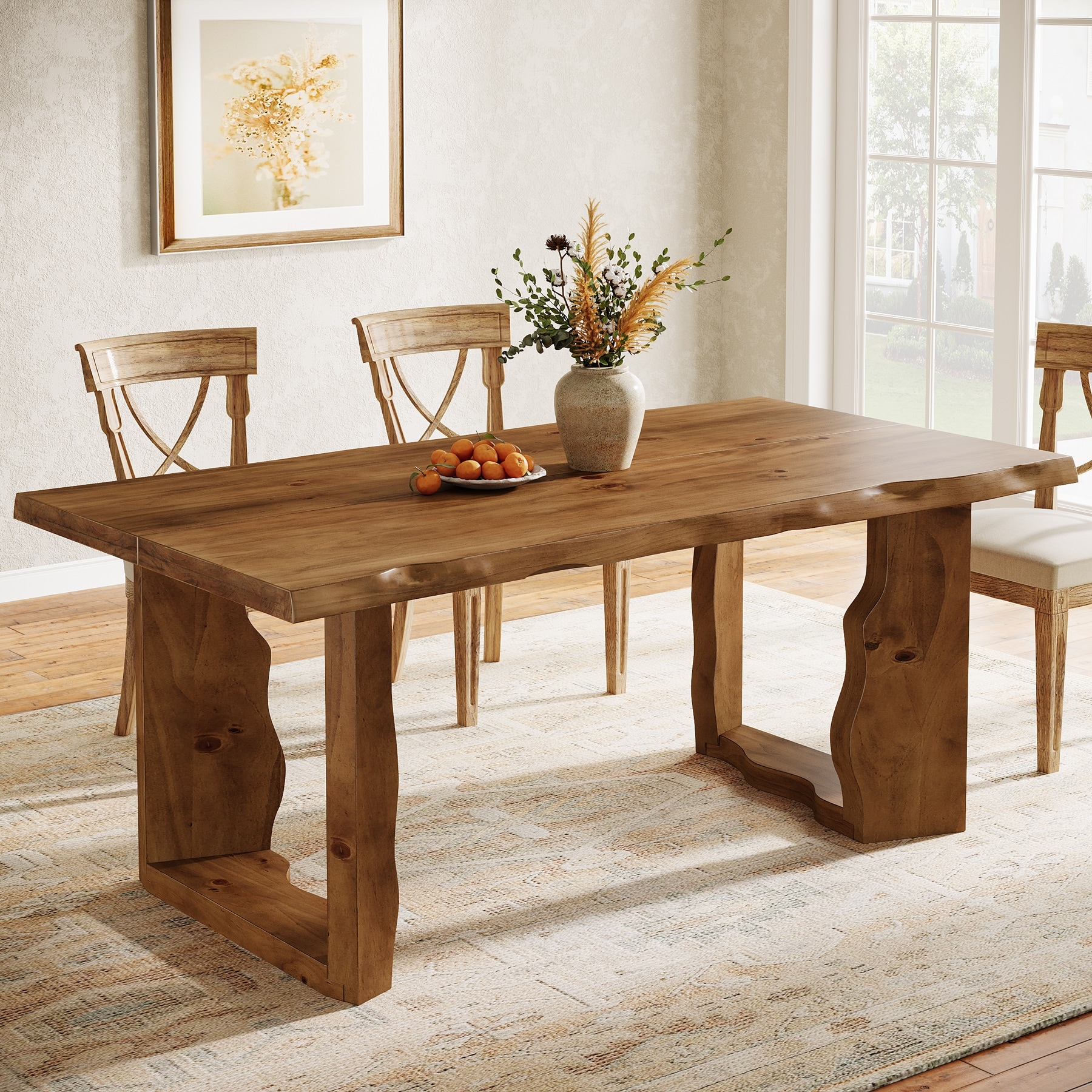 Farmhouse 63-Inch Solid Wood Dining Table