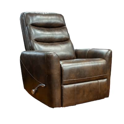 Aki 36 Inch Swivel Manual Recliner Chair, Luxury Plush Brown Faux Leather