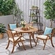 preview thumbnail 5 of 3, Hermosa Outdoor 5 Piece Acacia Wood Dining Set by Christopher Knight Home Teak Finish+Cream