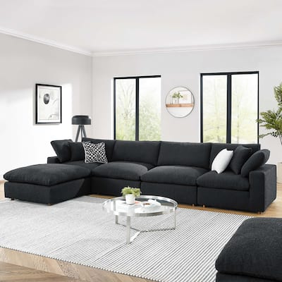 Commix Down Filled Overstuffed Boucle Fabric 5-Piece Sectional Sofa