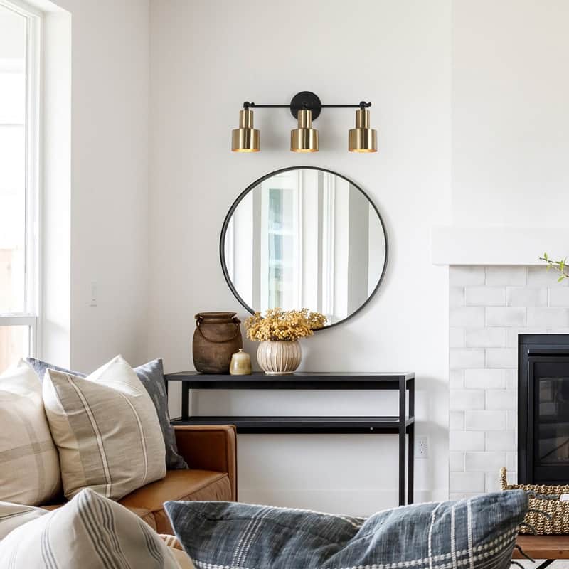 Tinka Modern Industrial 3-light Adjustable Bathroom Vanity Light Industrial Black Gold Wall Light Fixtures - L 20"xW 5.5"xH 9"