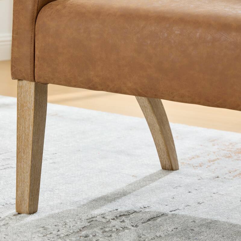 26.3"W PU Leather Accent Chair,Modern Armchair with Wood Legs