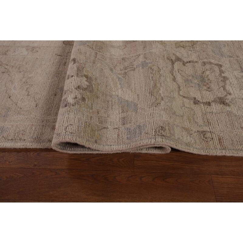 Vegetable Dye Oushak Turkish Rug Handmade Transitional Wool Carpet - 9'0" x 12'7"