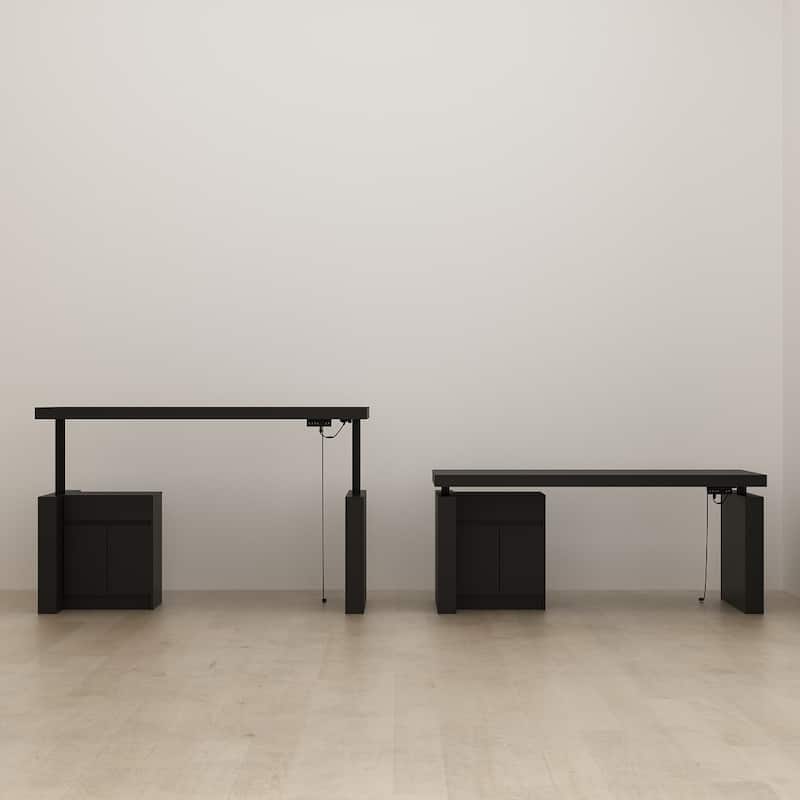 70.9"W Dining Table White Adjustable Workstation Desk Modern Office Desk Height Adjustable Standing Desk Kitchen Island