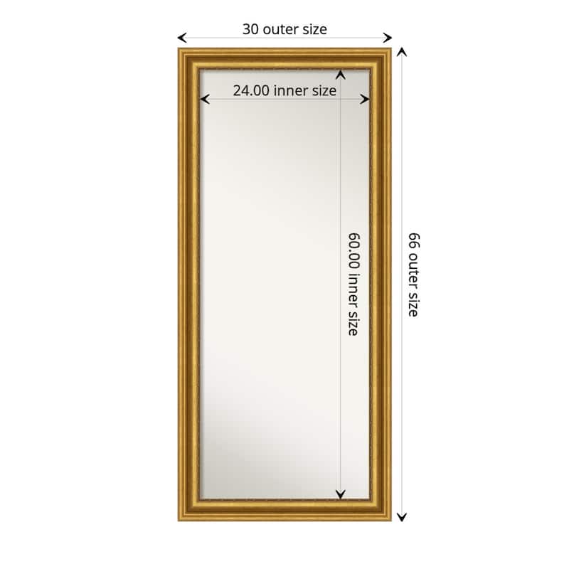 Non-Beveled Wood Full Length Floor Leaner Mirror - Parlor Frame - Glass Size 24 x 60 - Parlor Gold