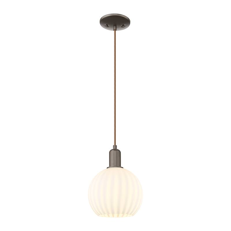 Innovations Lighting Endless Possibilities Arcadia - White Venetian - 1 Light 8" Cord Hung Mini Pendant - Oil Rubbed Bronze