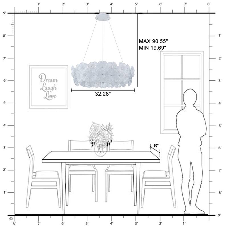 Modern LED Chandelier Clear & Frosted Glass Floral Petals Dimmable