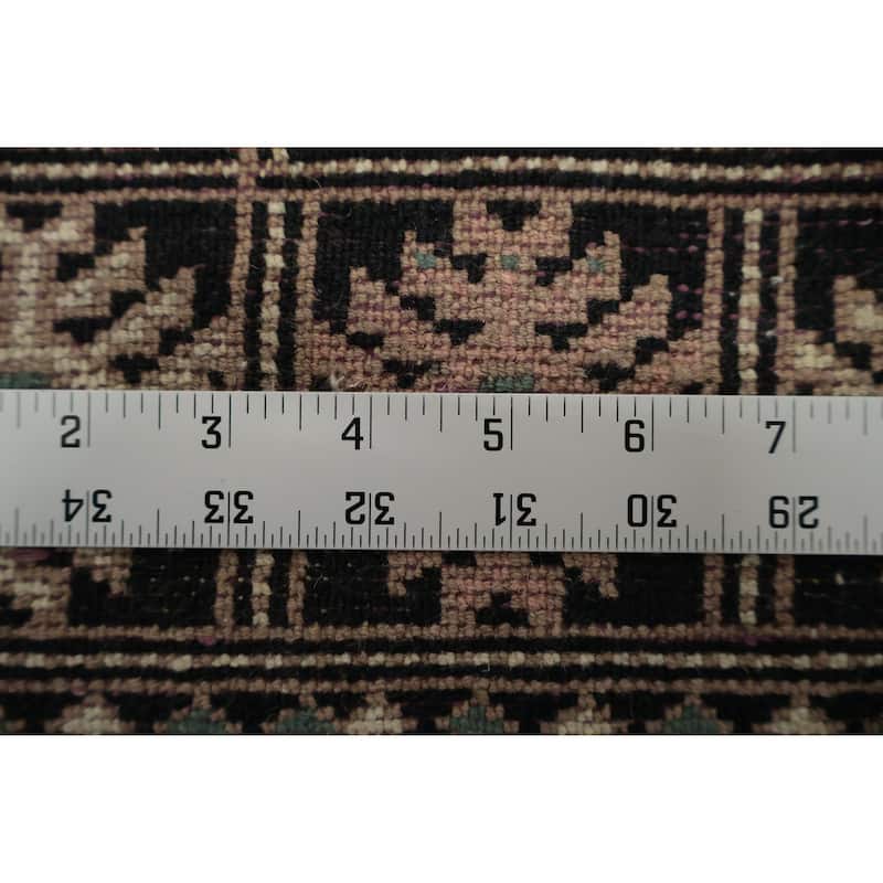 Hand Knotted Oriental 100% Wool Carpet Traditional Geometric Black Bokhara Area Rug - 6' 6'' X 4' 2''