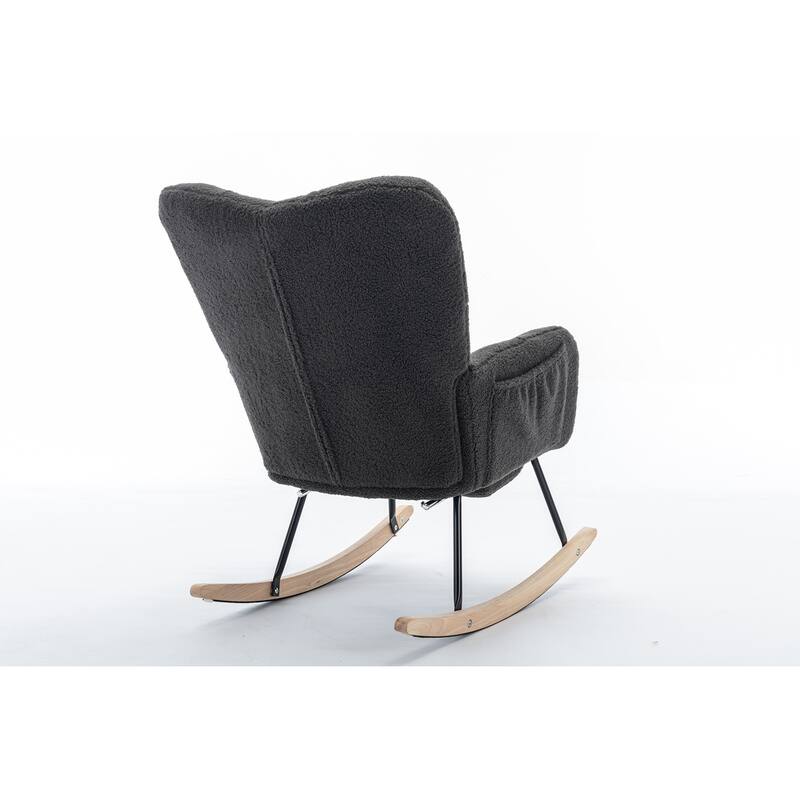 Fabric Rocking Chair With Adjustable Footrest