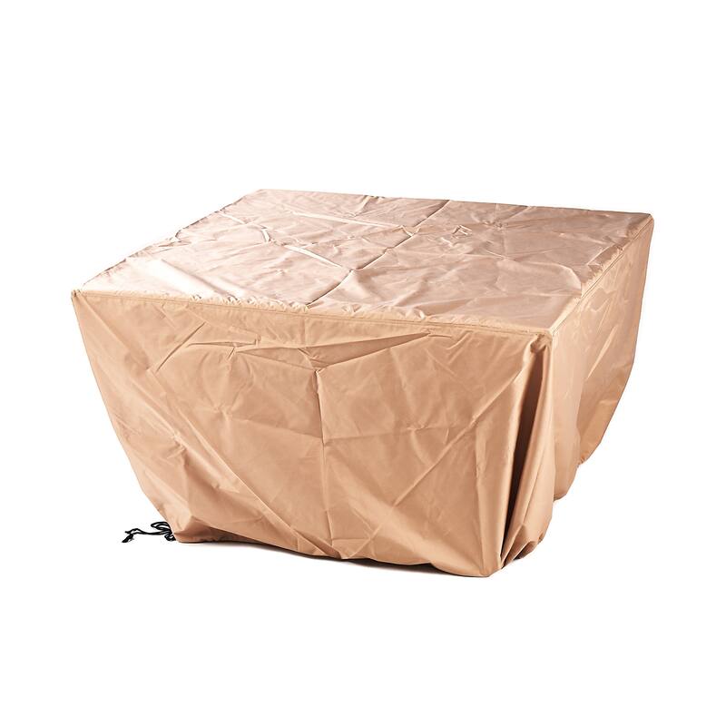 Square 32 in. x 32 in. Aluminum Propane Fire Pit Table with Glass Beads, Two Covers, Lid, 37,000 BTUs - N/A