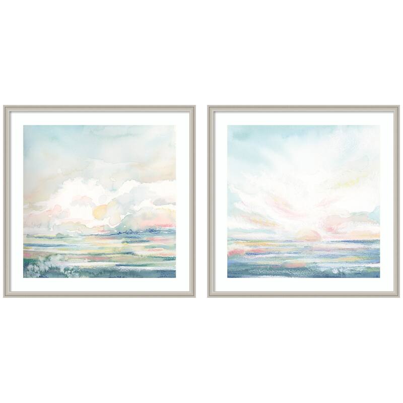 Kate and Laurel Heavenly Stillness 2 Piece Framed Wall Art Print Set by Julie Maida - 2 Piece Set 33x33 - Silver