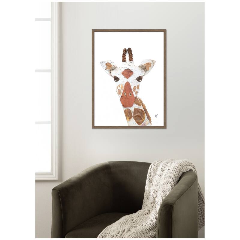 Kate and Laurel Giraffe by Madeline Jeppesen Framed Canvas Wall Art Print