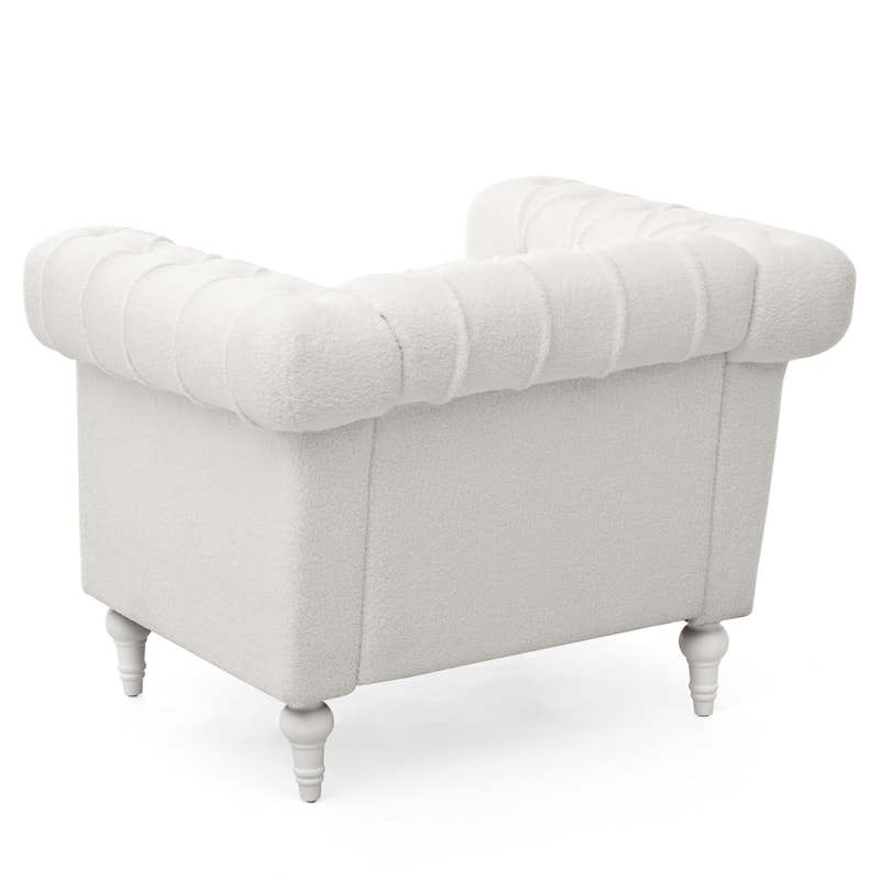 38.98" Buttons Tufted Accent Chair with Birch Legs