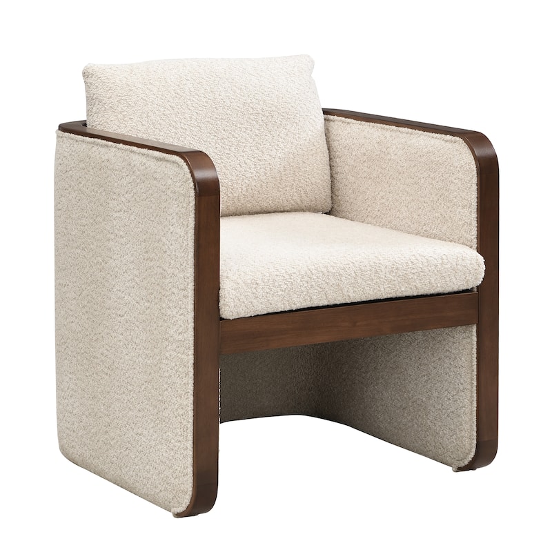Christopher Knight Home Thaloren Rubberwood Fabric Arm Chair with Upholstered Accent