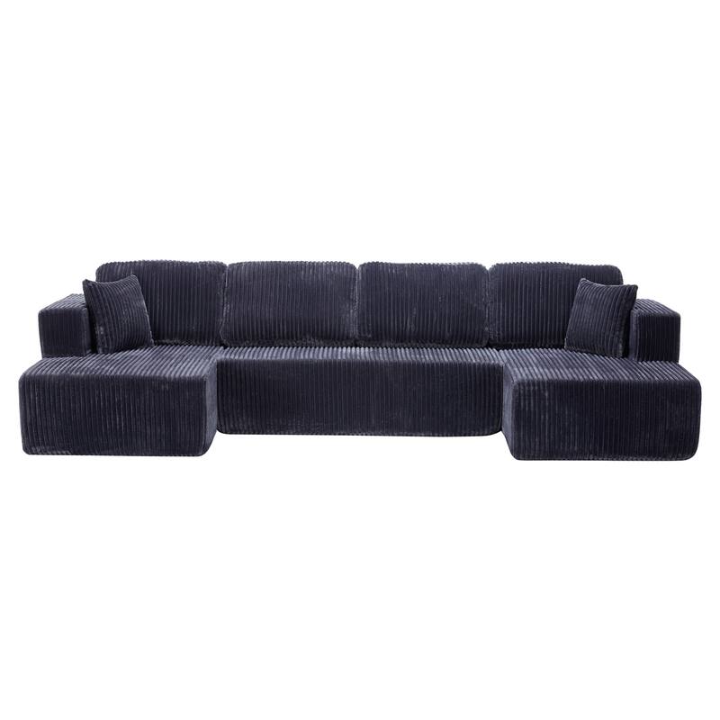 U-Shaped Modular Sectional Sofa, Modern Minimalist Corduroy Couch