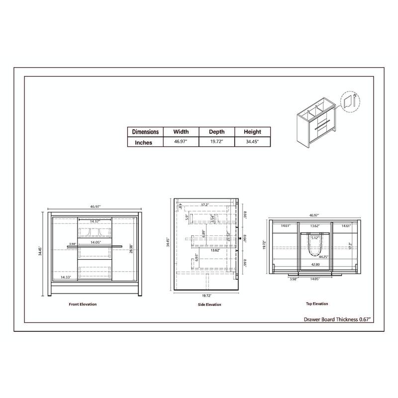 Dove 48'' Freestanding Vanity with Reinforced Acrylic Sink