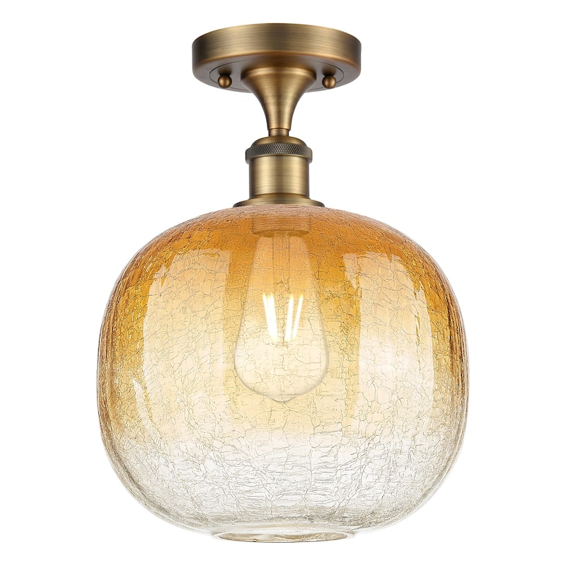 Innovations Lighting 516-1C-13-11 Brookhaven Sphere Semi-Flush - Brushed Brass / Amber