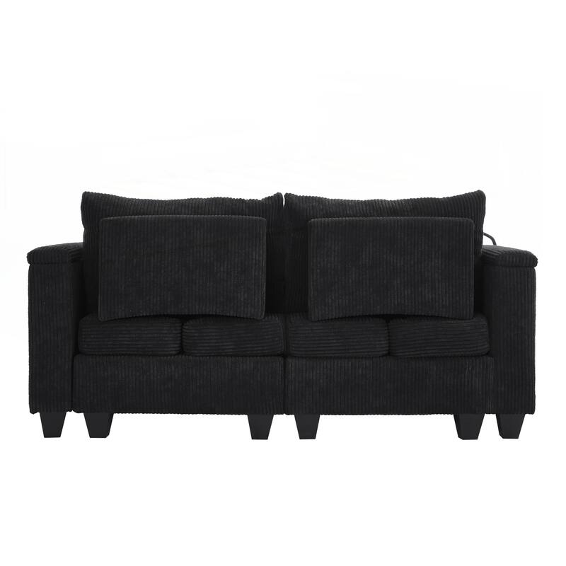 Loveseat Sofa Sofa Bed Corduroy Sleeper Sofa with USB Ports