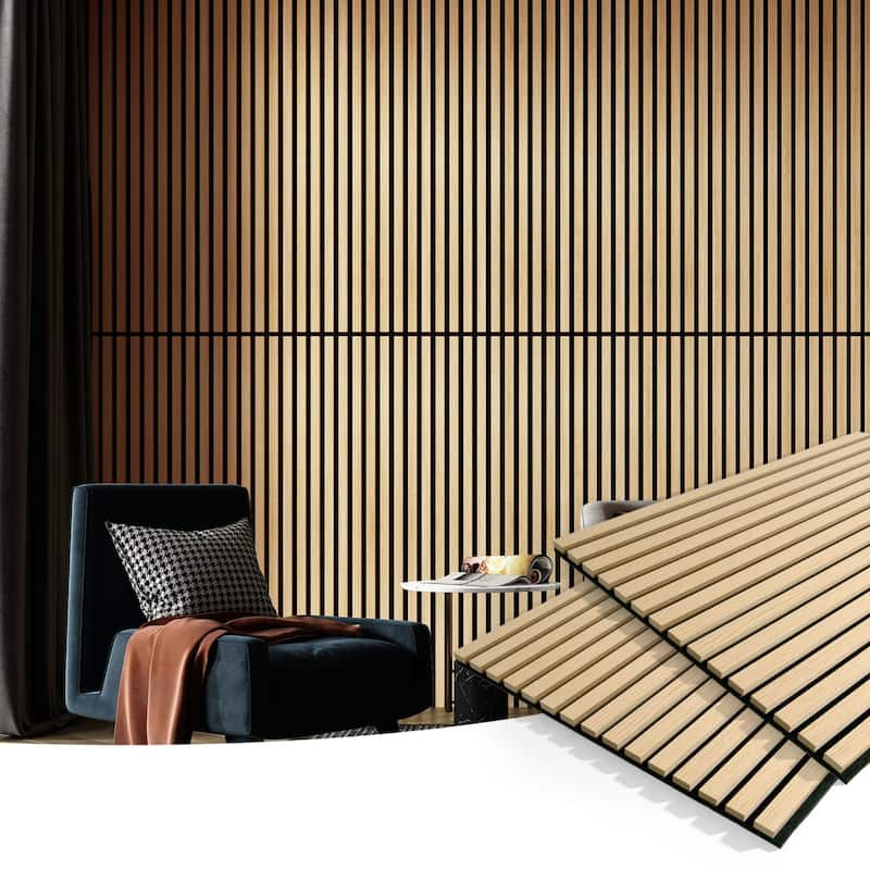 Art3d 23.6in x 47.2in Acoustic Wall Cladding Siding Board,Slat Wall Panels,4pcs - Oak