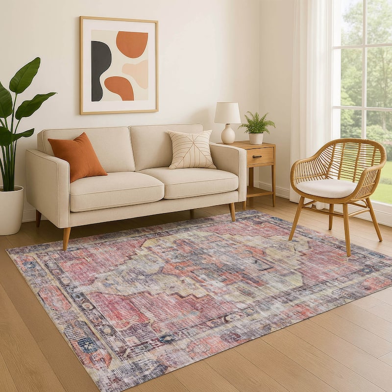 Premium Washable Super Soft Vintage Traditional Mayfield Rug - Paprika - 2'6" x 3'10"