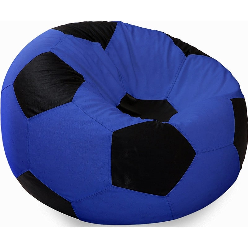 Leatherette Bean Bag Cover Without Filler, Ideal for Children and Teenagers by Ample Decor - BLUE-BLACK