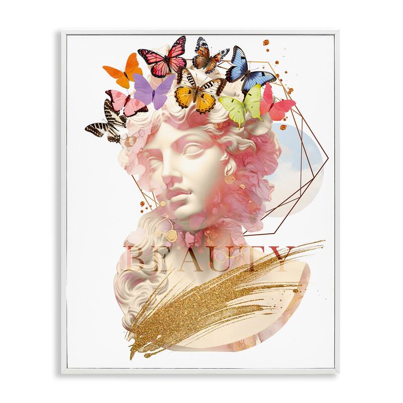 Stupell Beauty Statue Portrait Framed Giclee Art Design By Susan Arnot - 11 x 14 - White