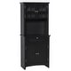 preview thumbnail 11 of 23, HOMCOM Kitchen Buffet Hutch Wooden Storage Cupboard with Framed Glass Door, Drawer and Microwave Space - 27"x15.75"x64.5"
