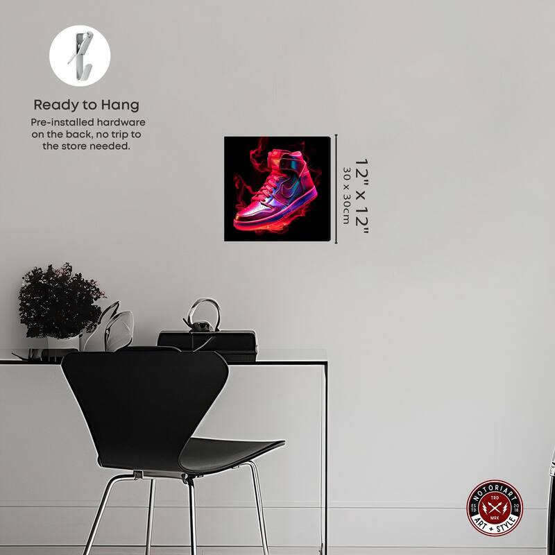 Notoriart Flaming Hot Sneaker Gallery Wrapped Sneaker 1 Piece Canvas Wall Art