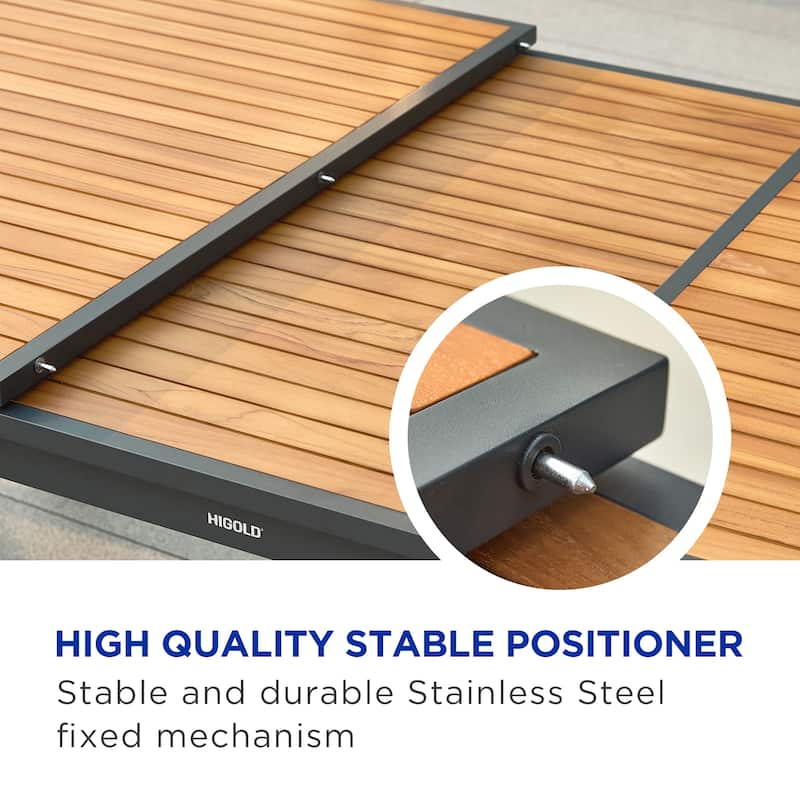 Heck 13 Pieces FSC Teak Aluminum Outdoor Dining Set for 12 Person, Extendable Table and Stackable Chair, Charcoal Black