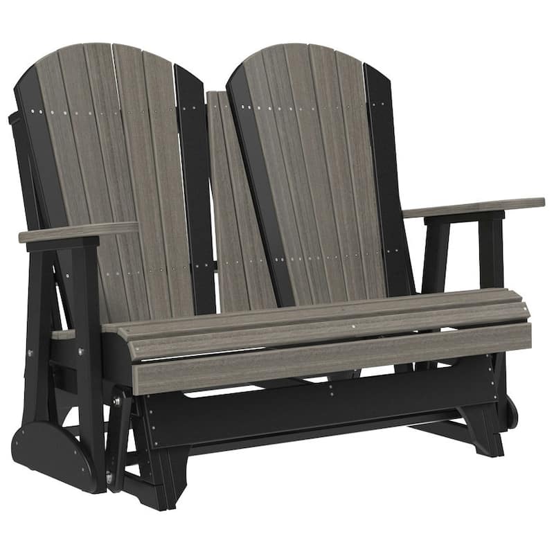 Poly Lumber Adirondack Glider - 4' - Coastal Gray Woodgrain & Black