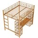 preview thumbnail 21 of 20, Full Size Metal Loft Bed with Bulit-in Desk and Storage Shelves, Heavy Duty Loft Bedframe with Bulit-in Ladder and Guardrail