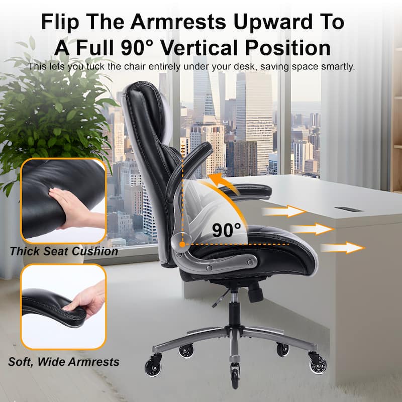 Ergonomic High-Back Office Chair in Premium Leather