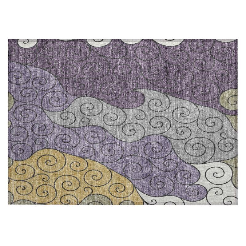 Machine Washable Indoor/ Outdoor Swirly Chantille Rug