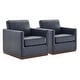 preview thumbnail 154 of 172, Shane Modern Swivel Accent Arm Chair Set of 2 - Navy Blue-Faux Leather