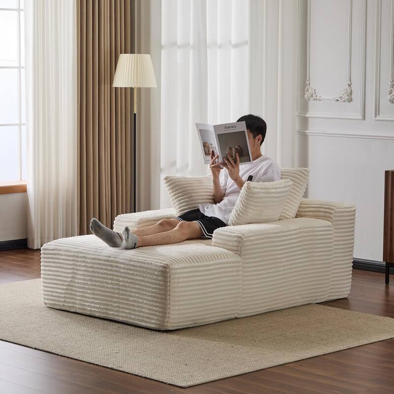 Oversized Chaise Lounge Chair Cozy Cloud Couch,Upholstered Sleeper Sofa Daybed With 3 Throw Pillows And Wide Armrest