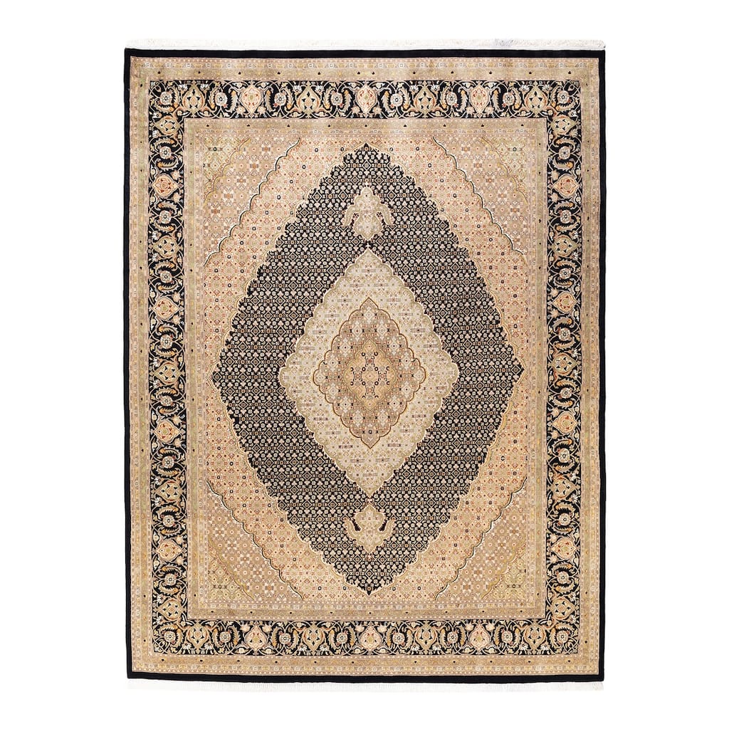 Overton Hand Knotted Wool Vintage Inspired Traditional Mogul Black Area Rug - 8 x 10