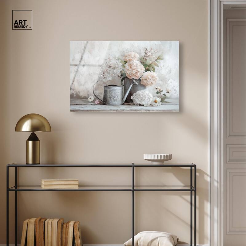 Can and White Blooms Acrylic by Art Remedy, Ready to Hang
