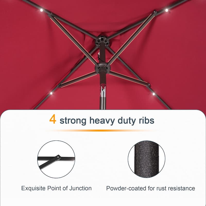 LIVOOSUN 6.5×6.5FT LED Square Patio Umbrella with UPF50+, Tilt Function, and Wind-Resistant Design——Experience Outdoor Comfort