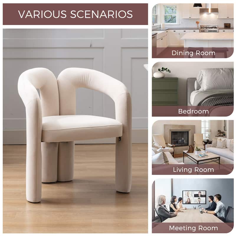 Set of 2 Contemporary Velvet Fabric Upholstered Accent Armchair